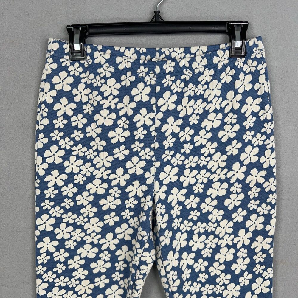 American Eagle Pants Womens Medium Blue White Floral Flare Retro Boho 90s Y2K - Picture 2 of 15